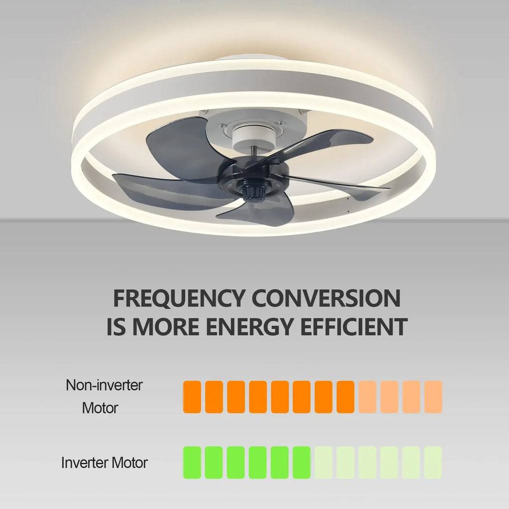 Smart Reversible Ceiling Fan with LED Lights, App Remote, Black/White Chandelier