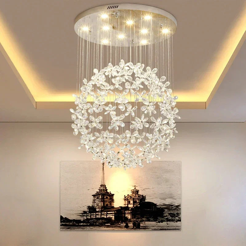 Flower Ball Chandelier with GU10 LED Lights for Modern Villa Lighting
