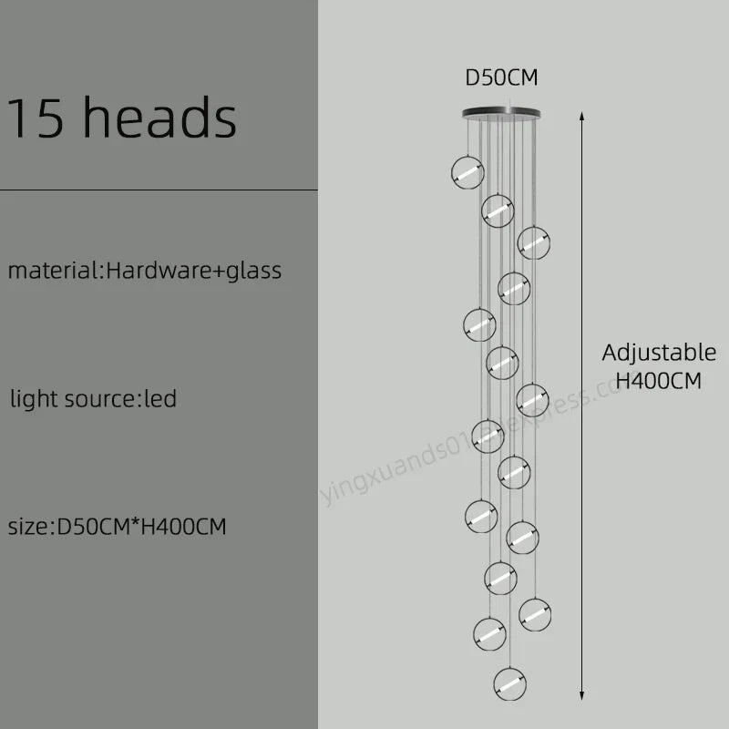 Modern LED Chandelier Ring Light Lamp Suspension Staircase Lighting