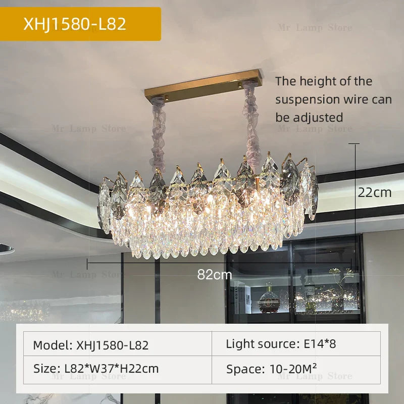 Crystal Chandelier: Luxury Modern Lighting for Living Room, Bedroom, Kitchen