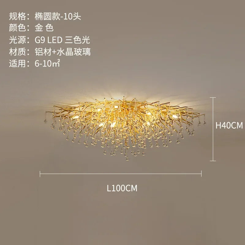 Luxury Crystal LED Chandelier: Modern Nordic Gold/Silver Ceiling Lamp for Home Decor
