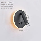 LED Wall Lamp USB Charging Bedroom Hotel Bedside Reading Sconce Switch