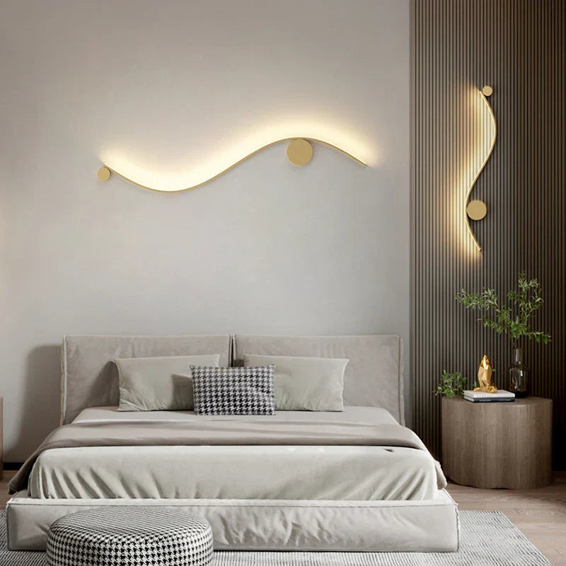 Modern Brass LED Wall Lamp, Nordic Copper Interior Light for Living Room, Bedroom, Stairs