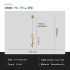 Luxury Copper Acrylic Flower Pendant Light for Home and Cafe Decor