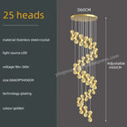 Gold Crystal Chandeliers LED Pendant Lamp for Modern Living Spaces