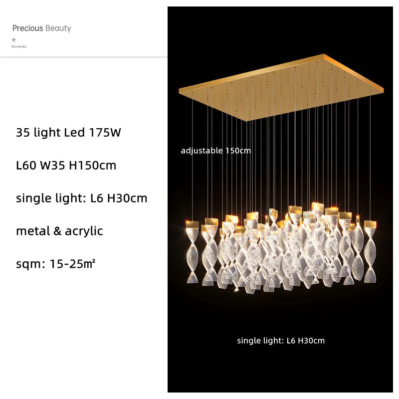 Nordic Acrylic LED Dimmable Chandelier Modern Luxury Foyer Pendant Lighting