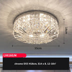 Crystal LED Ceiling Lights Shiny Gold/Chrome Steel E14 Mount Fixtures