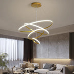 Modern Black LED Rings Circle Ceiling Pendant Chandelier for Living Room