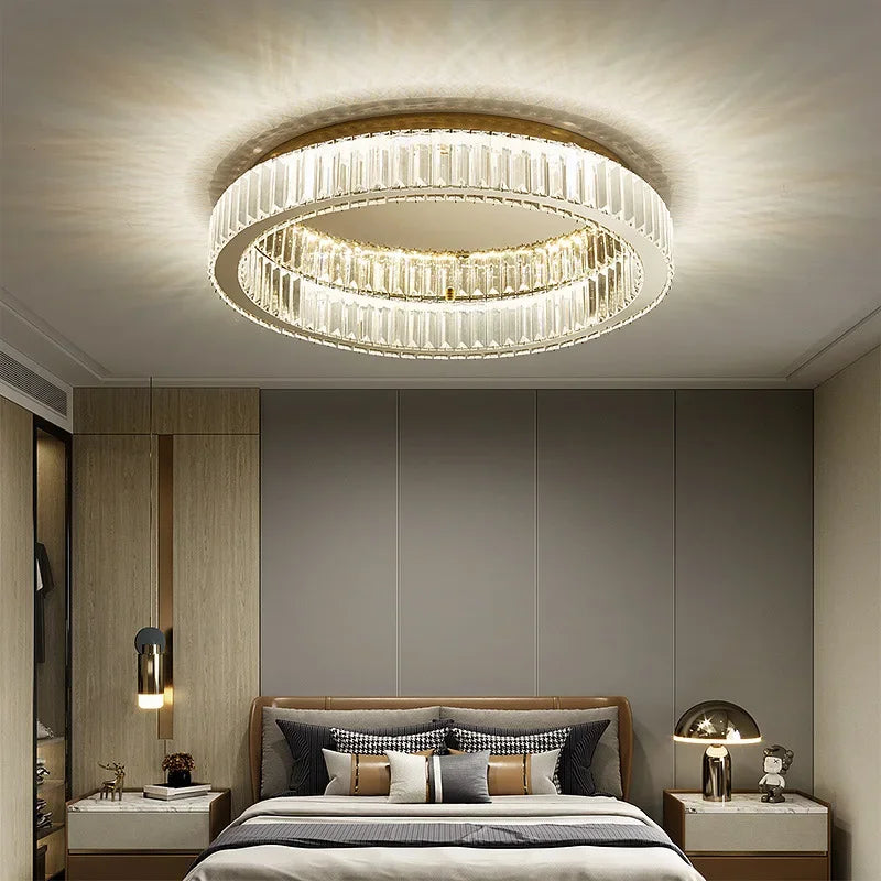 Crystal Circle Chandelier: Modern Nordic LED Ceiling Lamp for Living Room, Bedroom, Study
