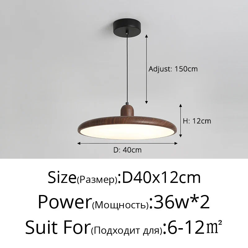 Retro Walnut Chandelier: Stylish Wood Grain Home Decor Lamp for Dining, Bedroom, Living Room