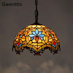 Stained Glass Pendant Lights: Baroque Style LED Kitchen Lighting Fixtures