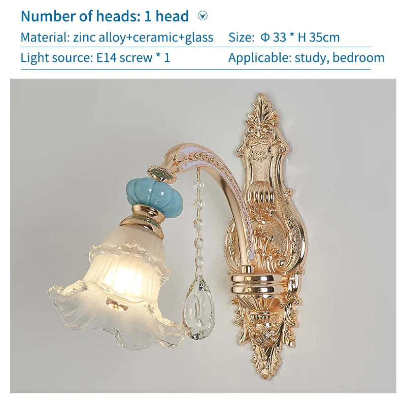 Duplex Ceramic Crystal Pendant Lamp for Modern European Style Living Room