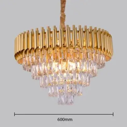 Black Gold Metal LED Chandelier Living Room Dining Modern Lustre Crystal Hanging Lamp