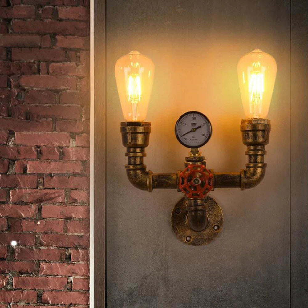 Retro Loft Water Pipe LED Wall Light - Multi Lights Industrial Iron Lamp