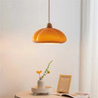 Mid-Century Orange Pumpkin Chandelier Glass Hanging Light