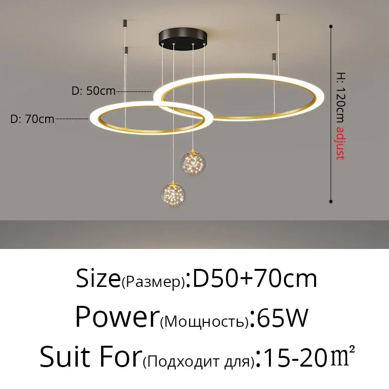 Circle Ring Pendant Light Chandelier Modern Living Room Bedroom Lamps Ceiling Luminaire