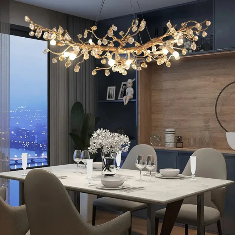 Crystal Branch Ceiling Chandelier | Indoor Dining Living Room Light Fixture