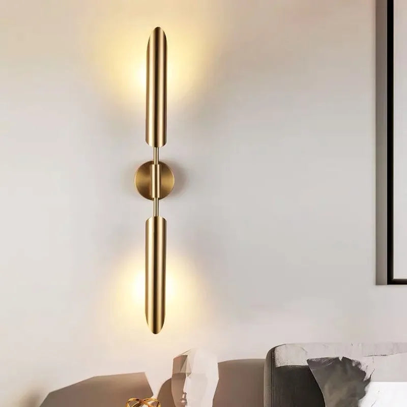 Golden Inclined Tube Wall Lamp for Modern Luxury Living Room Bedroom Décor