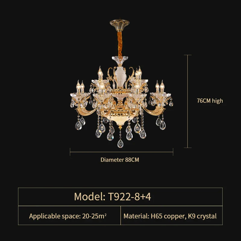European Crystal Chandelier | Luxe Villa Hall Lighting | Zinc Alloy Middle Floor Lamp