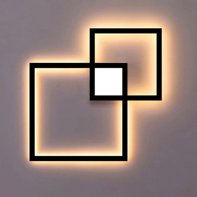 Dimmable Square LED Wall Sconce: Modern Black White Metal Indoor Lighting