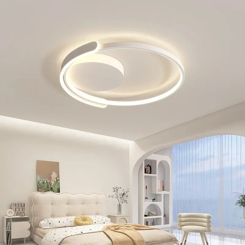 Circle LED Ceiling Lamp | Minimalist Round Iron Dimmable Bedroom Light Fixtures