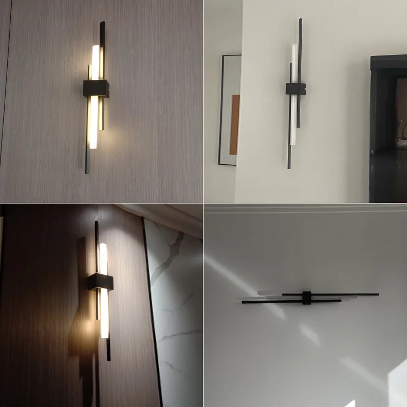 LED Grille Living Room Sofa TV Wall Lamp Strip, Minimalist Modern Bedroom Bedside Lighting