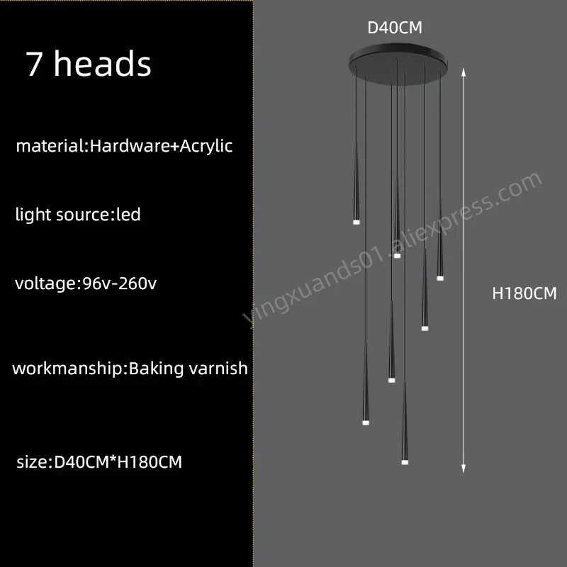 Modern LED Staircase Pendant Chandelier for Living Room Lighting