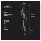 Luxury Crystal Column LED Chandelier Pendant for Staircase Home Decor