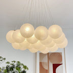 White Glass Ball Chandelier Ceiling Modern Bean Lantern Hanging Light