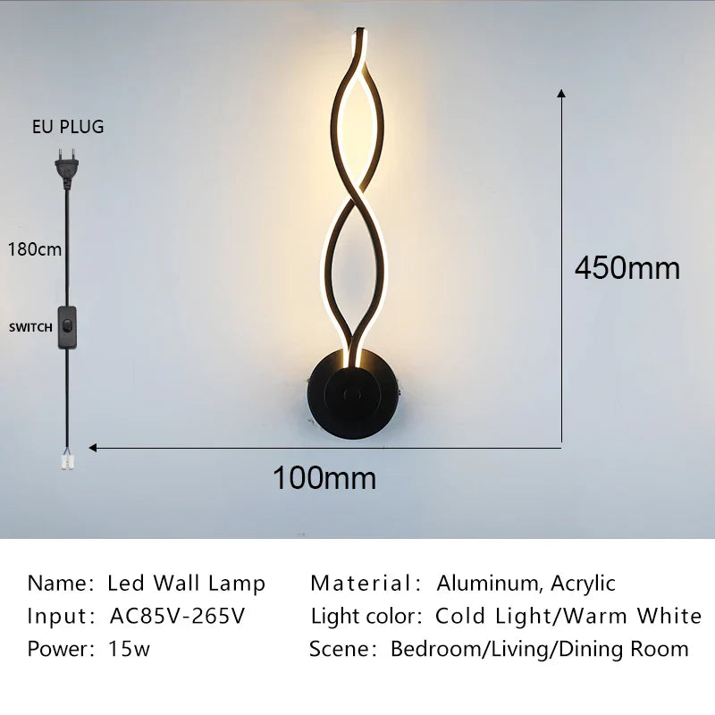Modern Nordic LED Wall Lamp Sconce Light for Bedroom Living Room Aisle