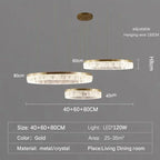Modern LED Golden Round Chandelier Living Room Luxury Ring Lighting