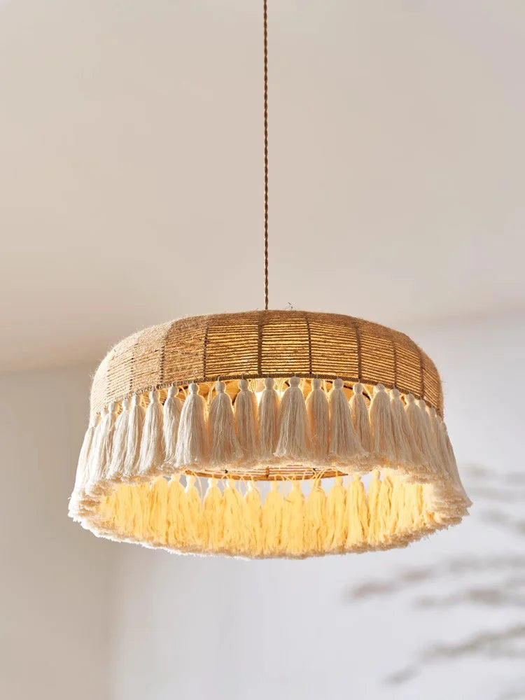 Hemp Rope Ceiling Chandelier: Japanese-Inspired Twine Pendant Lights for Home Decor