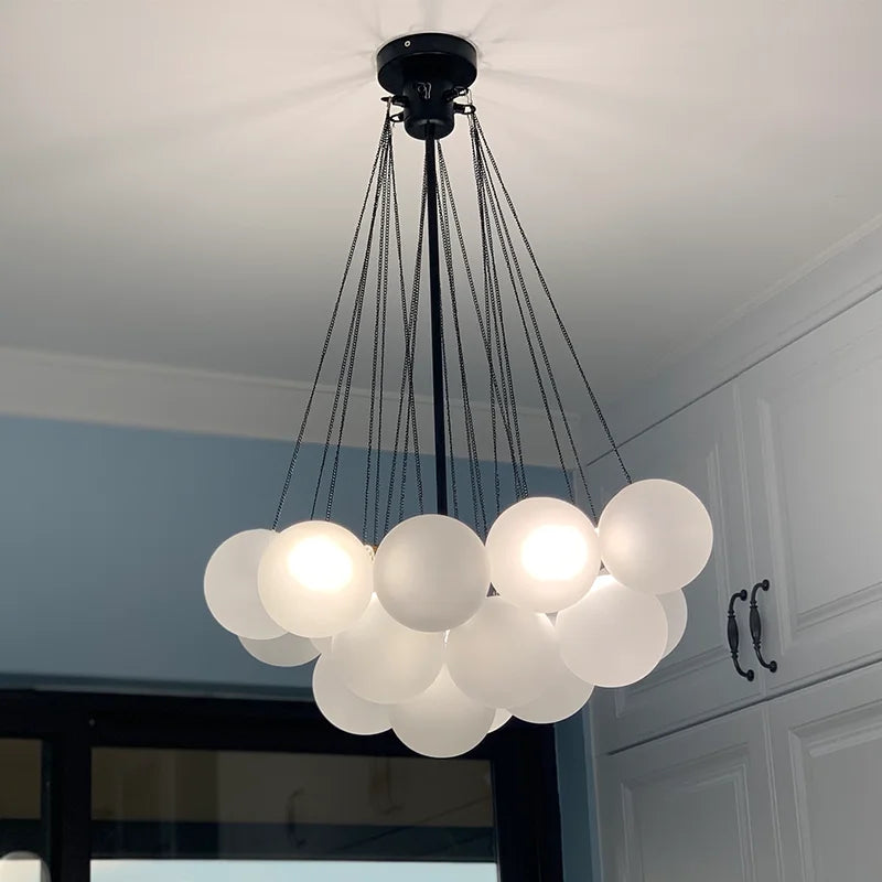 White Bubble Glass Ball Hanging Ceiling Lamp for Modern Home Decor