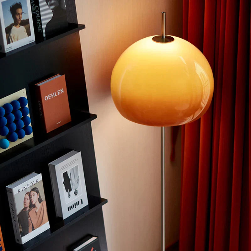 Retro Glass Gradient Orange Mushroom LED Floor Lamp for Living Room & Bedroom