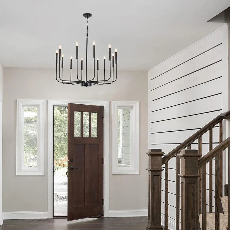 Modern Black Chandelier 6-Light Candle Pendant Light for Dining Room and Kitchen