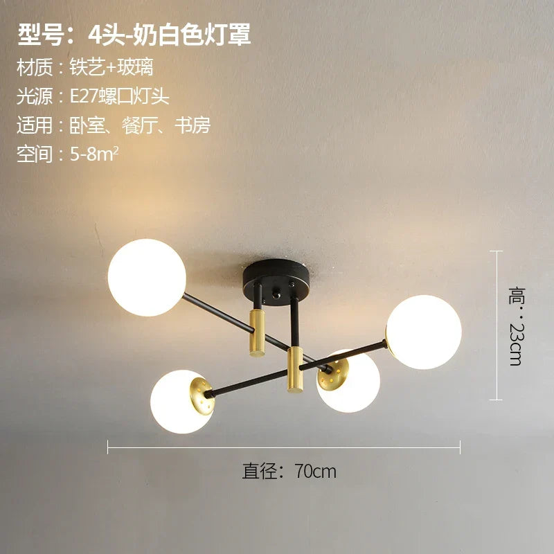 Glass Ball LED Chandelier Ceiling Light for Living Room and Kitchen