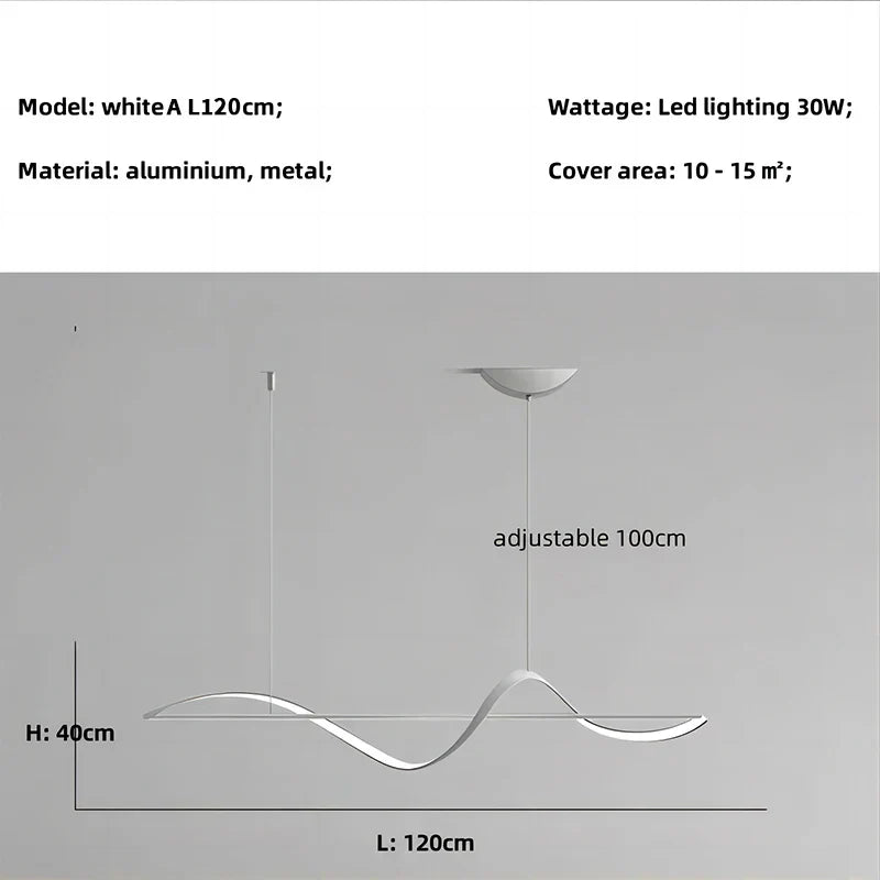 Minimalist Curve LED Pendant Light for Dining Room, Bar, Kitchen - Home Decor Fixtures