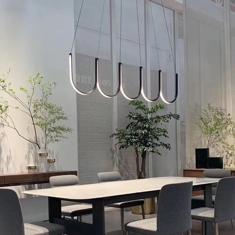 Modern U Shape LED Chandelier for Dining Living Kitchen Island Lighting
