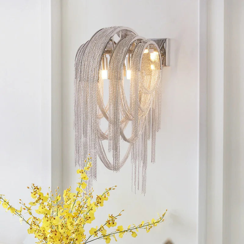 Tassel Chain Wall Light: High-End LED Decor for Bedroom, Living Room & TV