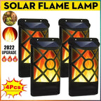 Solar Flame Lights: Outdoor Garden Yard Waterproof Flickering Wall Lights