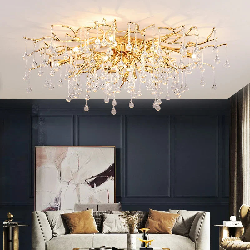 Elegant Gold Crystal Chandelier for Modern Luxury Living Spaces