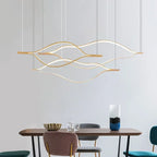 Minimalist River Chandeliers - Gold Lustre Aluminium Dimmable Pendant Lights