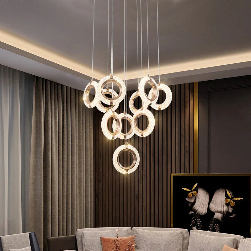 Modern Ring Chandelier for Living Room, Dining Room, Bedroom - Villa Attic Lighting