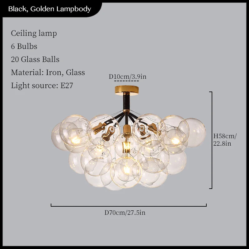 Glass Balls Ceiling Pendant Lights Minimalist Living Room Chandelier Shop Bar Decor