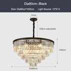 Black Gold Crystal Ceiling Chandelier: Modern LED Pendant Light for Luxe Living Spaces