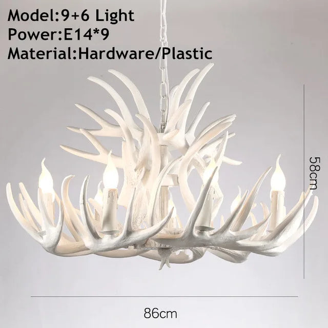 Antler Pendant Chandelier for Home Decor and Lighting, Industrial Style Deer Horn Fixture