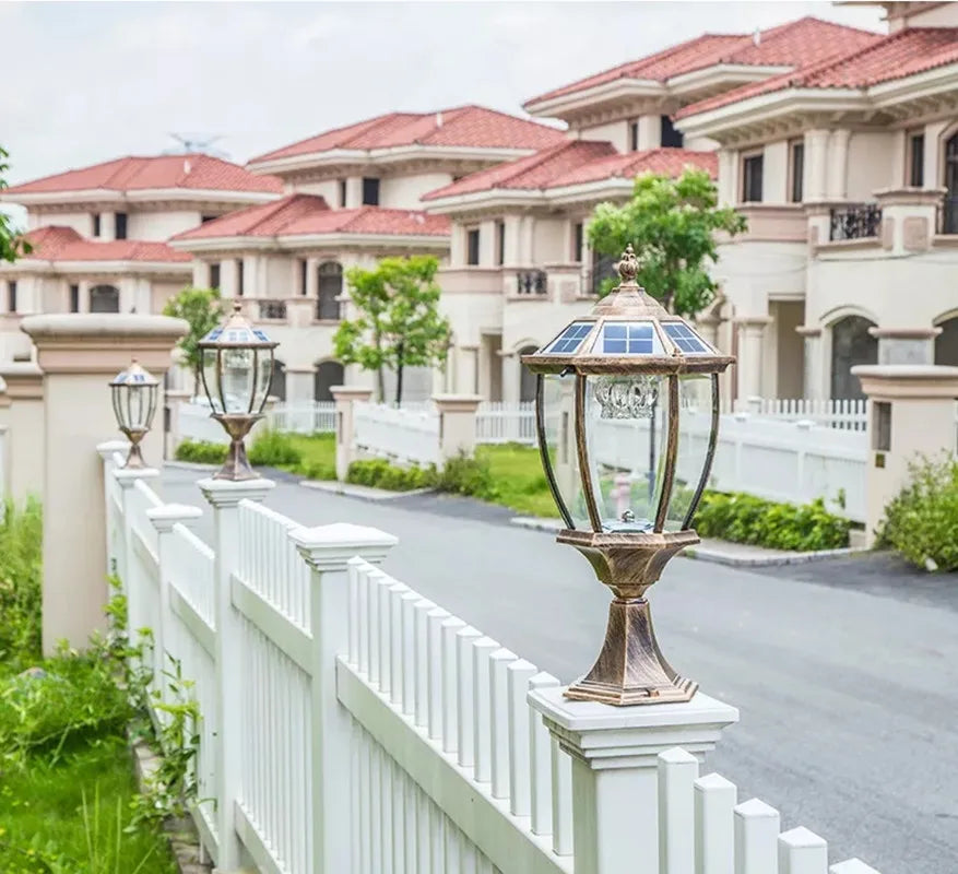 Solar LED Outdoor Villa Column Lamp - Retro Style Pillar Garden Street Light