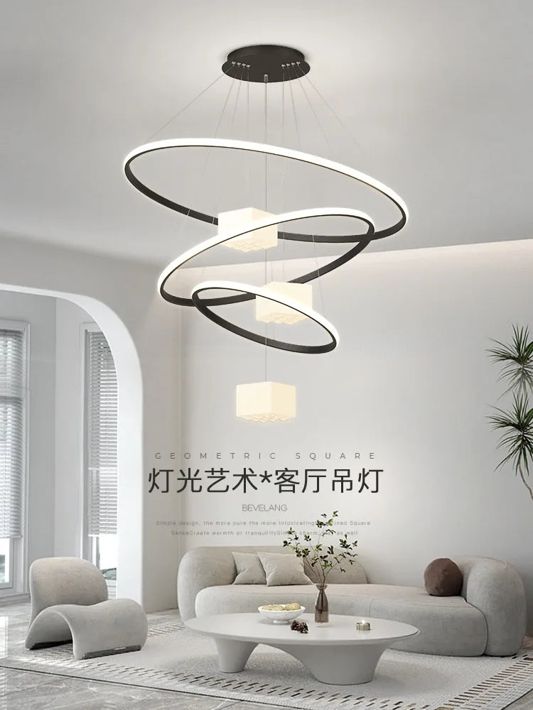 LED Chandelier: Modern White Hanging Light for Living Room Kitchen, Indoor Decor Lamps