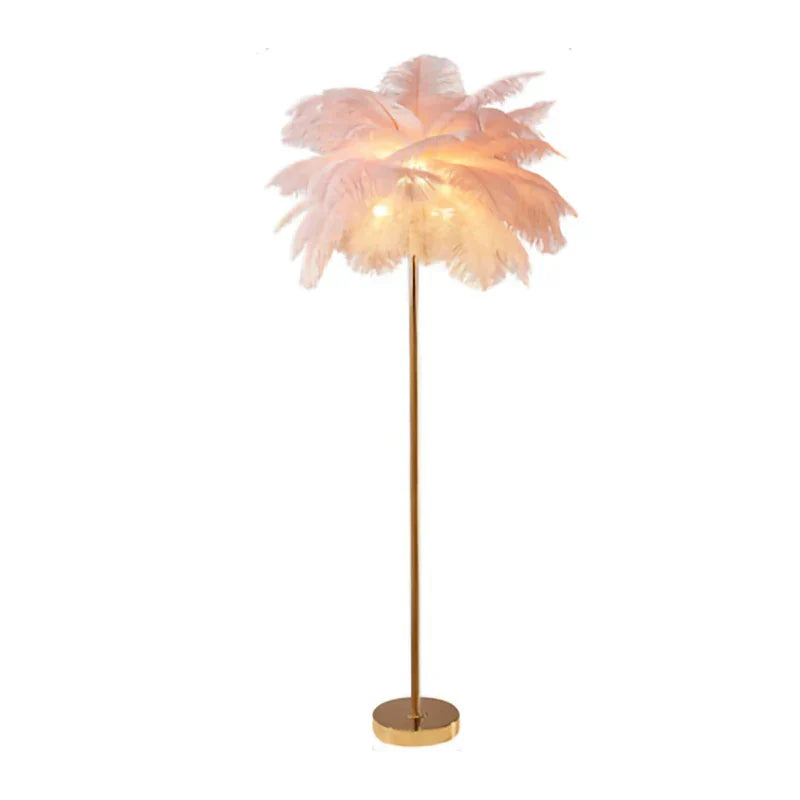 Modern Ostrich Feather Shade LED Floor Lamp for Stylish Indoor Lighting