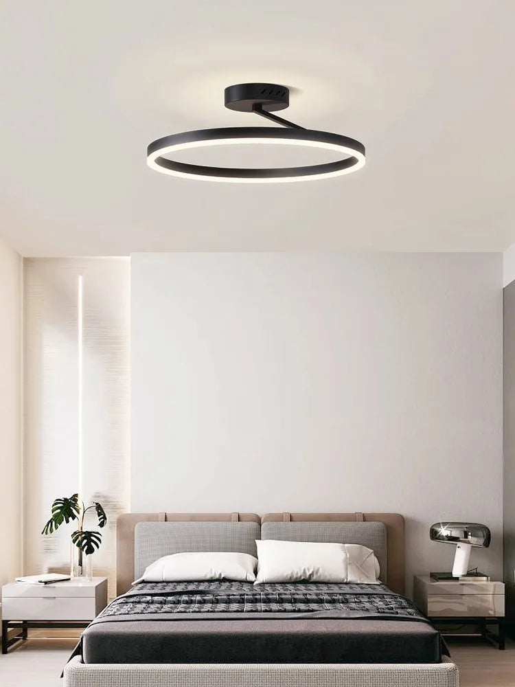 Nordic Minimalism LED Ceiling Chandelier in White/Black Aluminum
